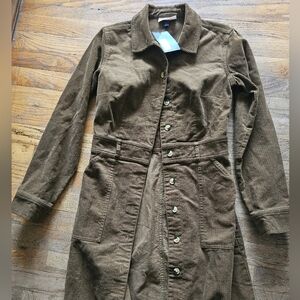 Universal Thread Brown Corduroy Button-Front Trench Coat